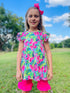 Girls Tropical Butterfly Shorts Set with Matching Bow - Bowtism